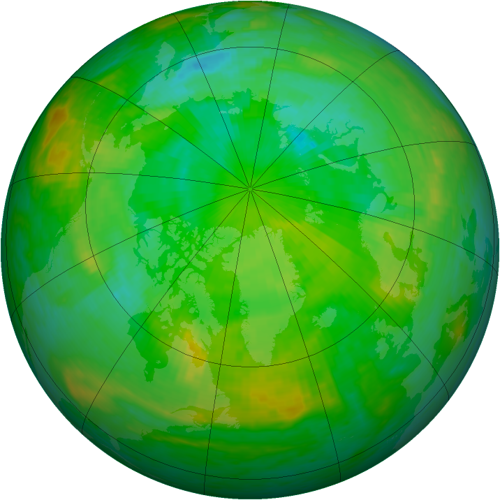 Arctic ozone map for 13 July 1990